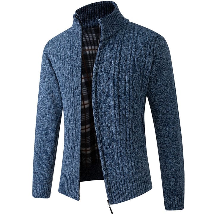 Gavrino | Herren Winter Strickjacke mit Reißverschluss und Zopfmuster