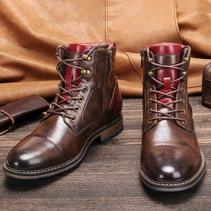 Ilmar | Herren Handgefertigte Premium Oxford Boots mit Schnürung und Seitenreißverschluss