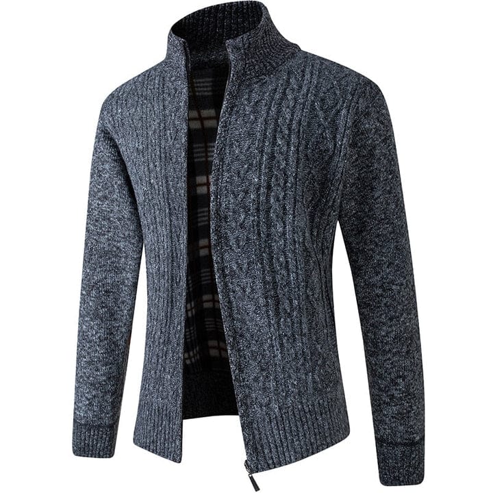 Gavrino | Herren Winter Strickjacke mit Reißverschluss und Zopfmuster