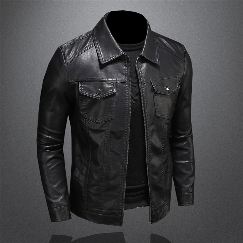 Orvio | Herren Motorrad Lederjacke in Schwarz