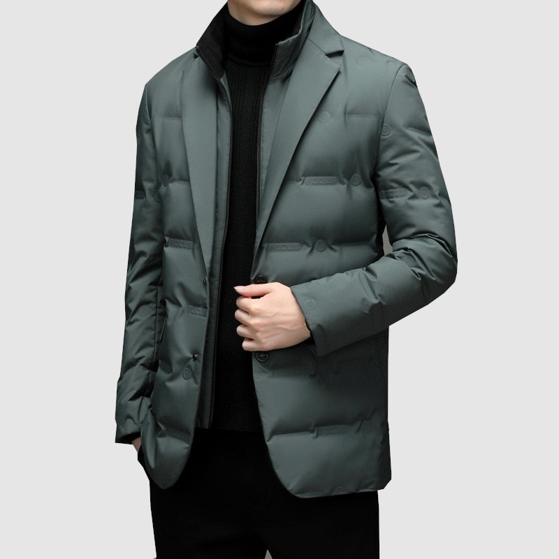 Liam | Herren Winterjacke Slim Fit mit Knöpfen & Reverskragen, Gestepptes Design