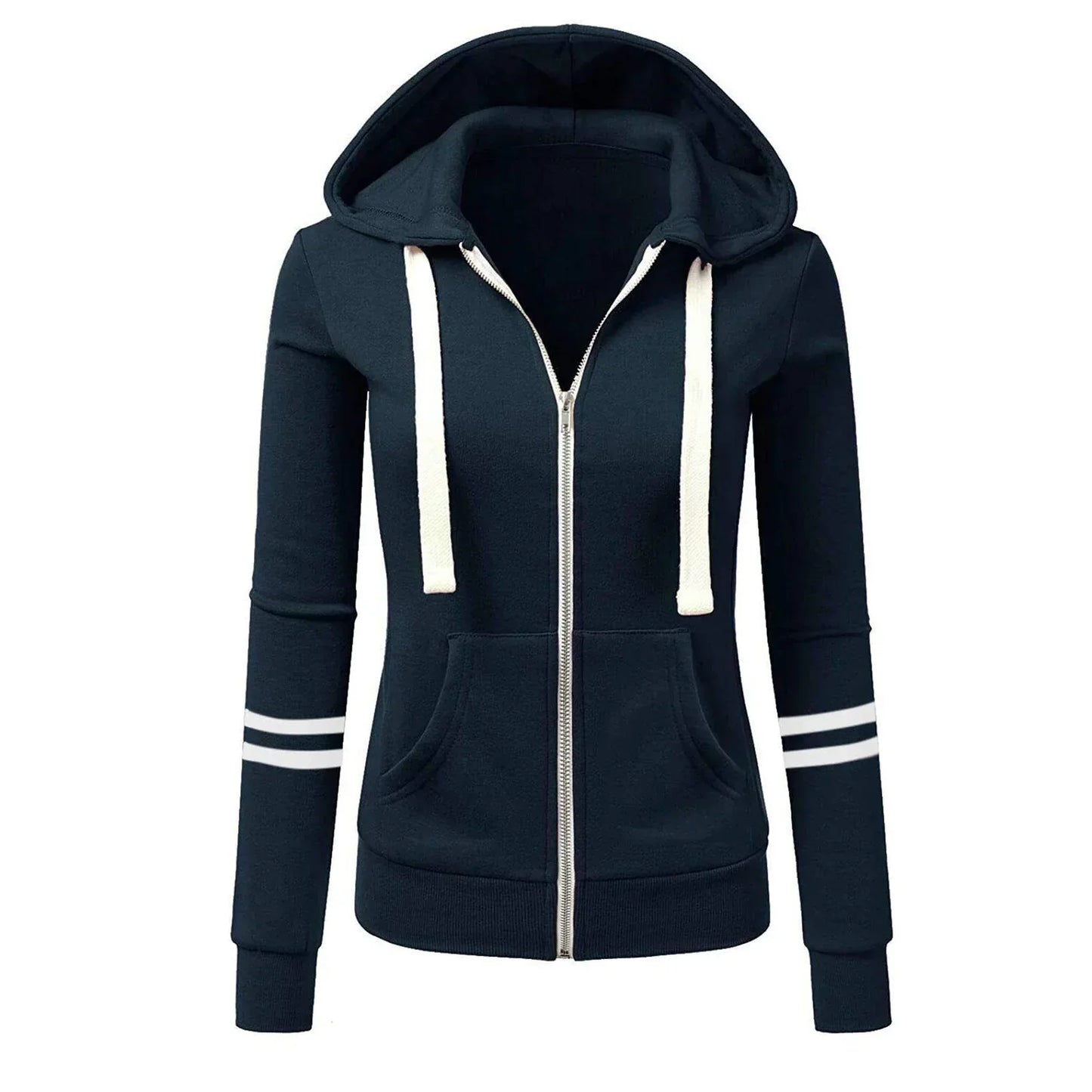 Velira | Damen Hoodie Jacke mit Kordelzug und Seitentaschen