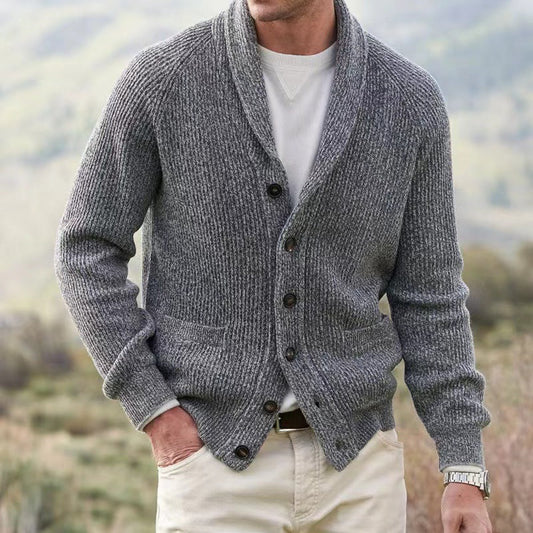 Sam | Herren Strickjacke mit Schalkragen & Knöpfen | Klassischer Feinstrick Cardigan für Eleganz & Komfort