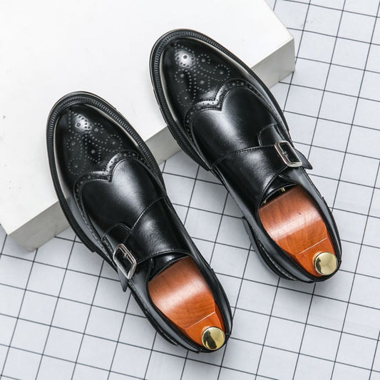 Owen | Herren Monk Strap Oxford Schuhe mit Flügelkappe & Brogue-Details – Elegante Lederschuhe für Business & Anlässe