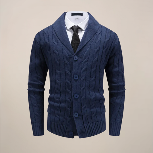 Ronan | Herren Strickjacke mit Schalkragen | Grobstrick Cardigan für Winter & Smart Casual Outfits