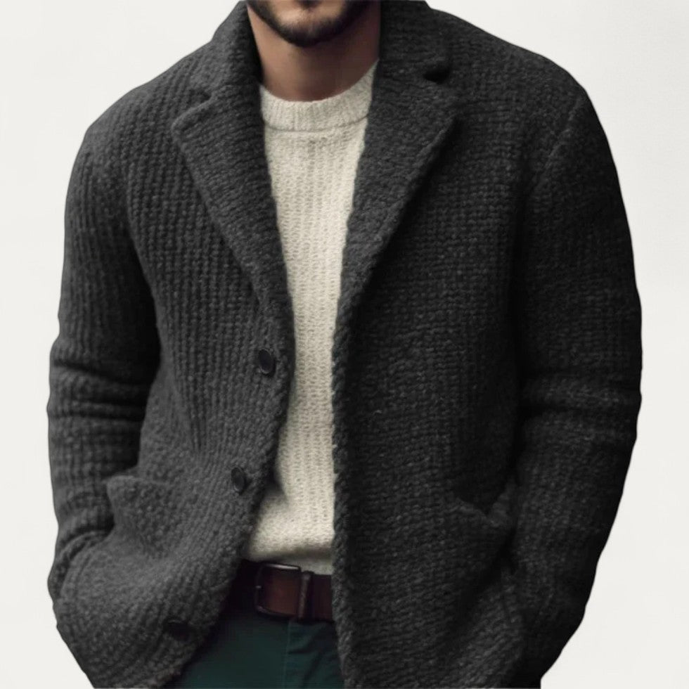 Sean | Herren Strickblazer mit Struktur | Klassischer Cardigan mit Knopfleiste für Smart Casual Looks