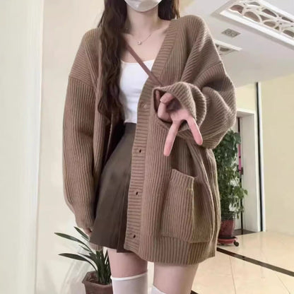 Damen Strickmantel | Offene Taschen & Grobe Maschenstruktur