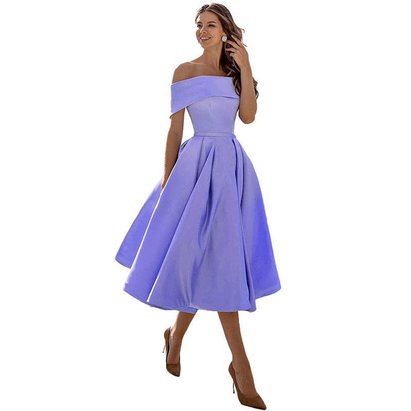 Stufina |  Lässiges trägerloses Satin Partykleid