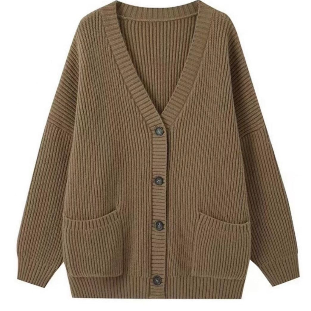 Damen Strickmantel | Offene Taschen & Grobe Maschenstruktur