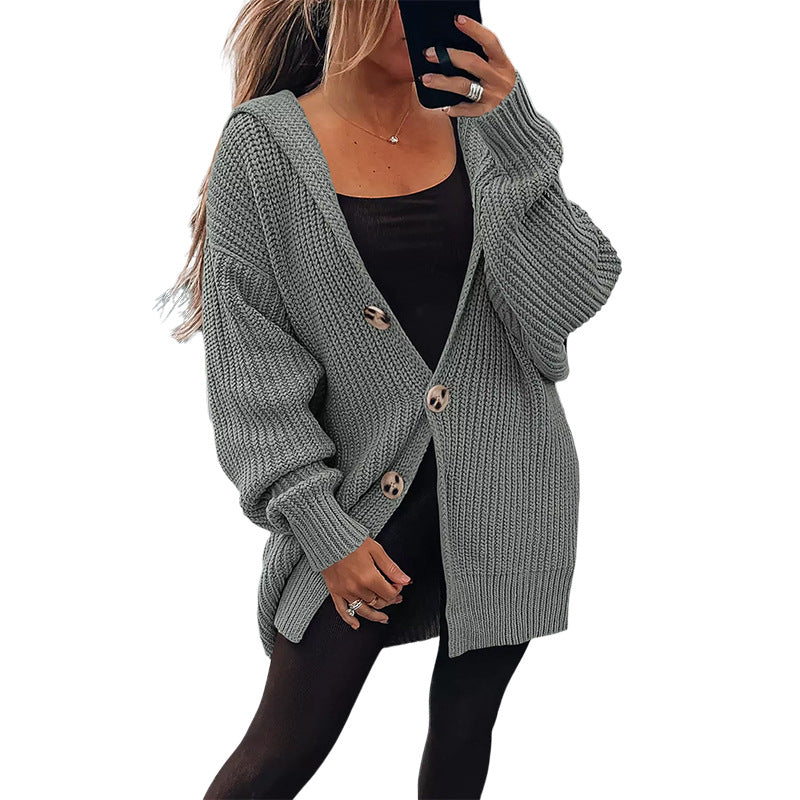 Damen Grobstrickjacke | Oversize Schnitt & Elegante Holzknöpfe
