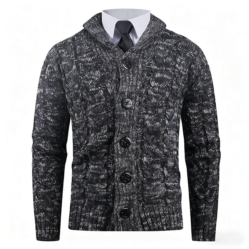 Herren Strickjacke mit Zopfmuster und Schickem Schalkragen | Warme & Stylische Männerjacke