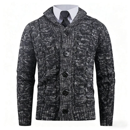 Herren Strickjacke mit Zopfmuster und Schickem Schalkragen | Warme & Stylische Männerjacke