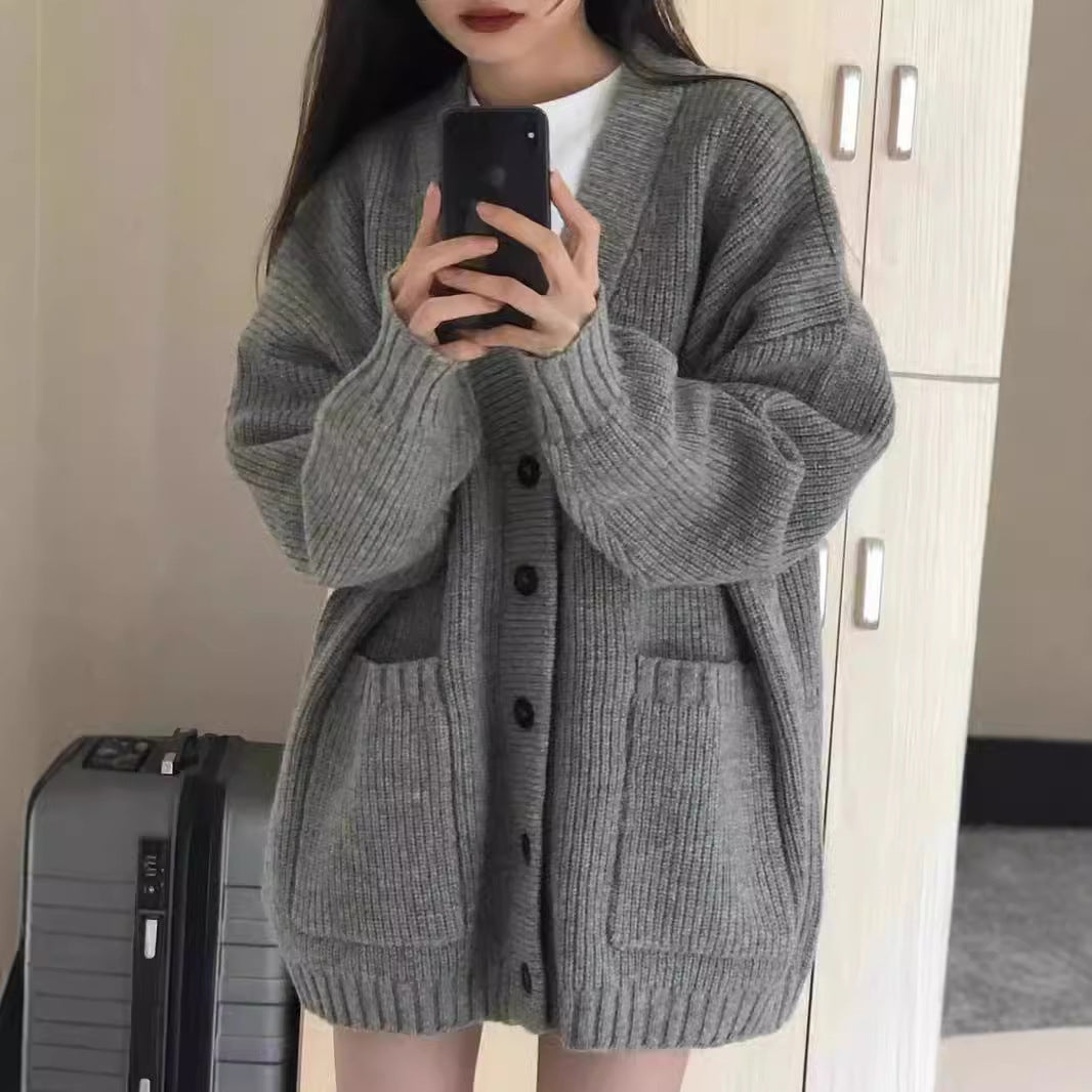 Damen Strickmantel | Offene Taschen & Grobe Maschenstruktur