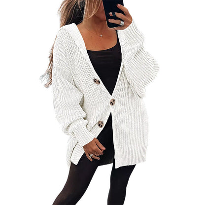 Damen Grobstrickjacke | Oversize Schnitt & Elegante Holzknöpfe