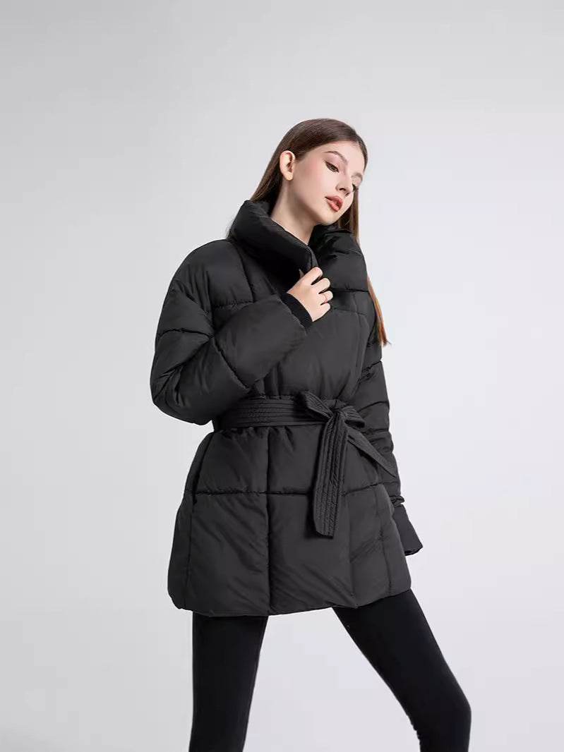 Ysabellea | Damen Padded Wintermantel mit Wendekragen und Taillengürtel