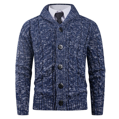 Herren Strickjacke mit Zopfmuster und Schickem Schalkragen | Warme & Stylische Männerjacke