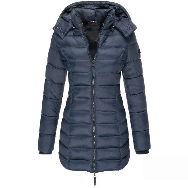 Athene | Damen Puffer Winterjacke mit Kapuze, Reißverschluss und Slim Fit