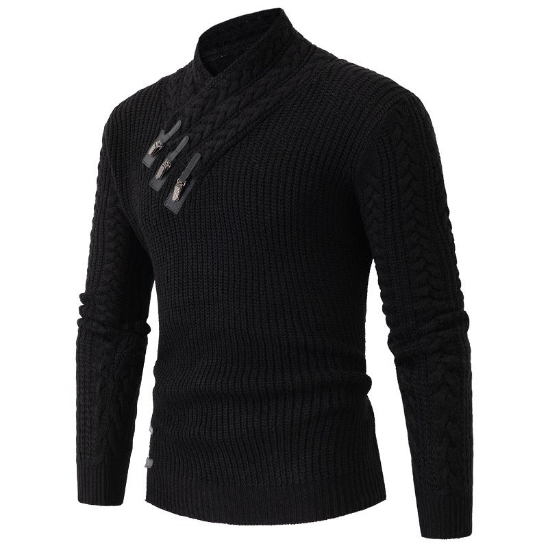 Herren Strickpullover mit Schalkragen & Zopfmuster | Eleganter Wollpullover für Herren