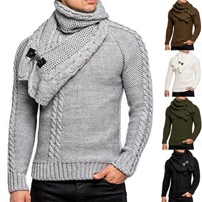 Chic Knit Sweater Herren | Strickpullover mit Integriertem Schal & Modernem Schnitt