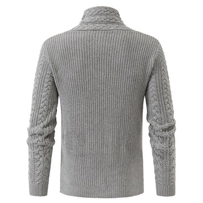 Herren Strickpullover mit Schalkragen & Zopfmuster | Eleganter Wollpullover für Herren