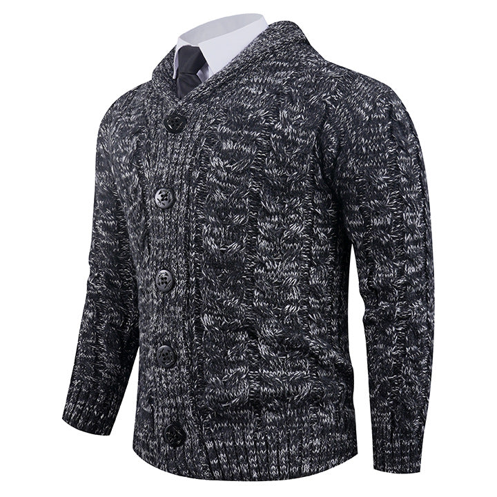 Herren Strickjacke mit Zopfmuster und Schickem Schalkragen | Warme & Stylische Männerjacke