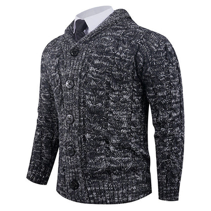 Herren Strickjacke mit Zopfmuster und Schickem Schalkragen | Warme & Stylische Männerjacke