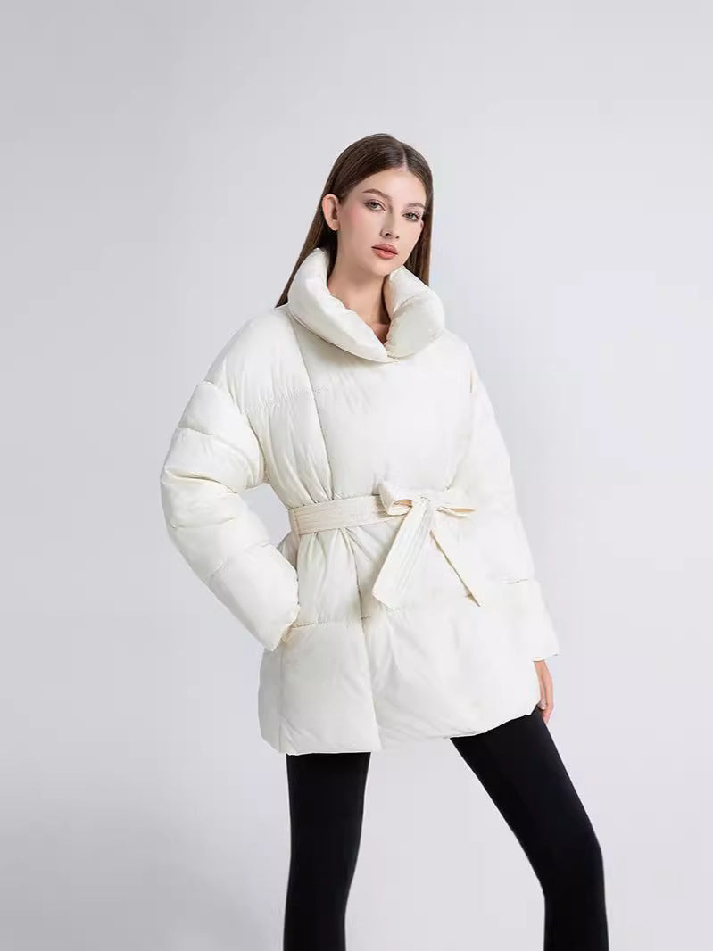 Ysabellea | Damen Padded Wintermantel mit Wendekragen und Taillengürtel