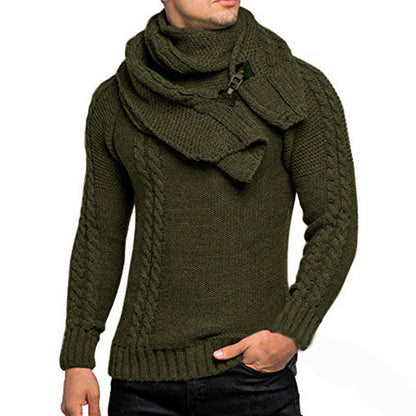 Chic Knit Sweater Herren | Strickpullover mit Integriertem Schal & Modernem Schnitt