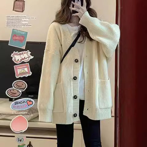 Damen Strickmantel | Offene Taschen & Grobe Maschenstruktur