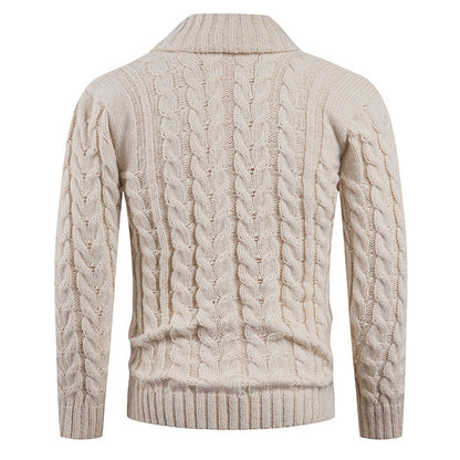 Herren Strickjacke mit Zopfmuster und Schickem Schalkragen | Warme & Stylische Männerjacke