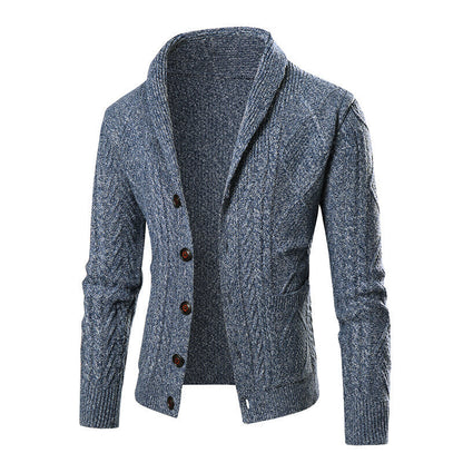 Herren Strickjacke mit Knöpfen, modernem Zopfmuster & aufgesetzten Taschen | Warme & Stylische Männerjacke