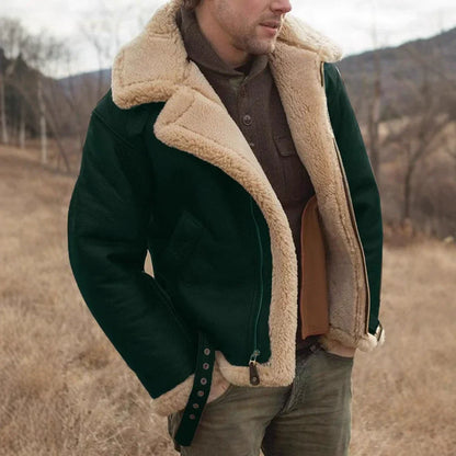 Aramis | Herren Aviator Jacke im Leder-Look mit Shearling-Kragen & Reißverschluss