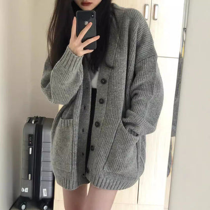 Damen Strickmantel | Offene Taschen & Grobe Maschenstruktur