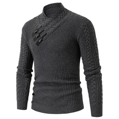 Herren Strickpullover mit Schalkragen & Zopfmuster | Eleganter Wollpullover für Herren