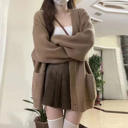 Damen Strickmantel | Offene Taschen & Grobe Maschenstruktur