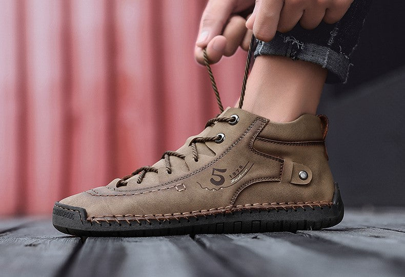 Bertil | Vintage Schnürstiefel aus Mikrofaserleder mit handgenähter Verarbeitung