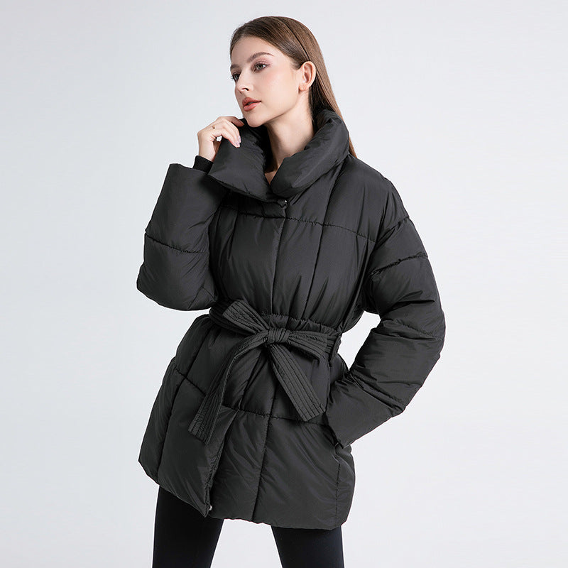 Ysabellea | Damen Padded Wintermantel mit Wendekragen und Taillengürtel