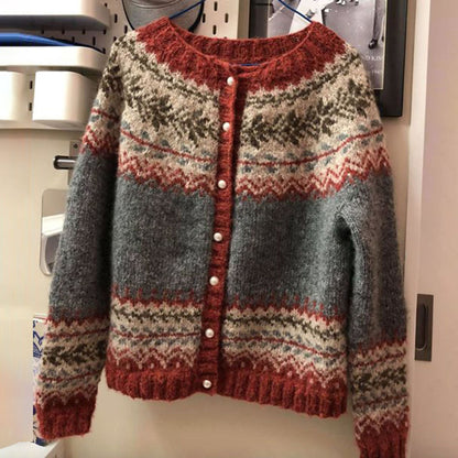 Strick Warme Norweger Strickjacke Damen | gemütliche Damenjacke mit Knopfverschluss