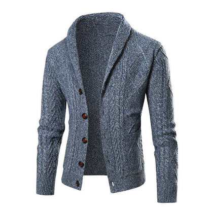 Herren Strickjacke mit Knöpfen, modernem Zopfmuster & aufgesetzten Taschen | Warme & Stylische Männerjacke