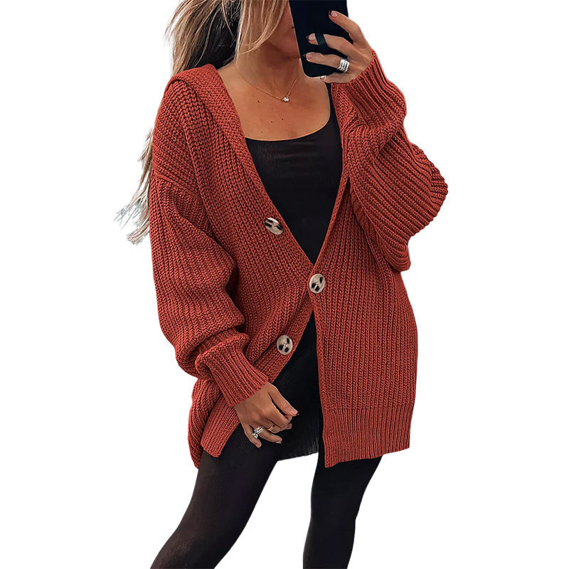 Damen Grobstrickjacke | Oversize Schnitt & Elegante Holzknöpfe