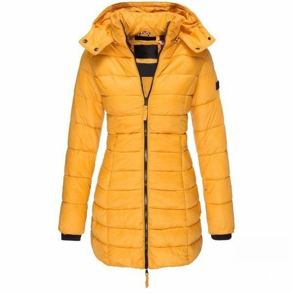 Athene | Damen Puffer Winterjacke mit Kapuze, Reißverschluss und Slim Fit