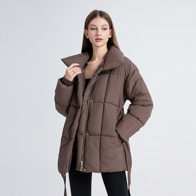 Ysabellea | Damen Padded Wintermantel mit Wendekragen und Taillengürtel