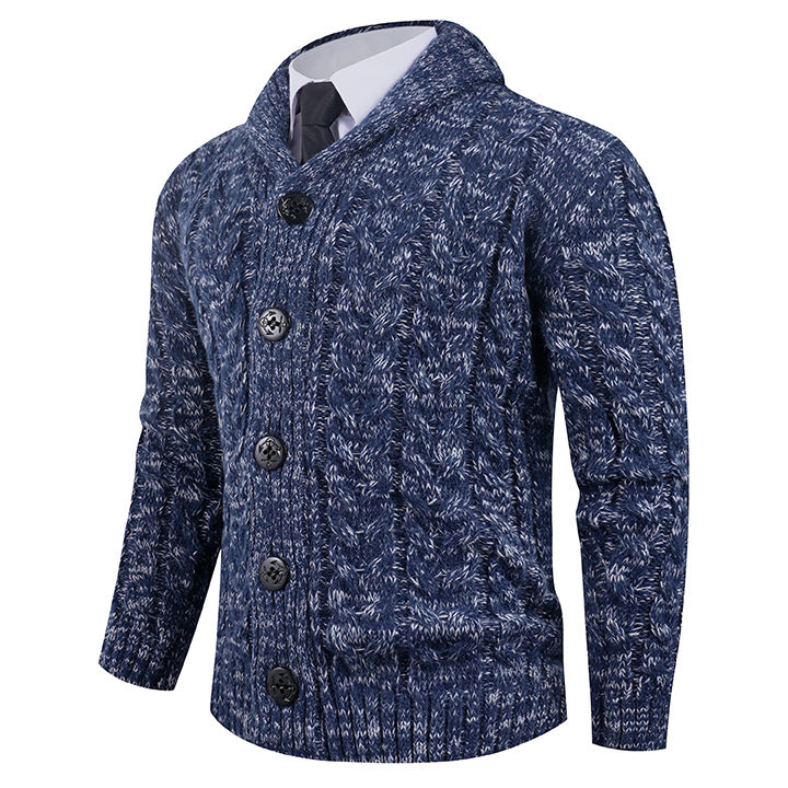 Herren Strickjacke mit Zopfmuster und Schickem Schalkragen | Warme & Stylische Männerjacke