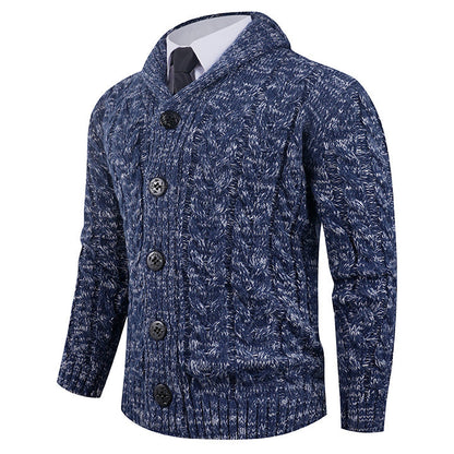 Herren Strickjacke mit Zopfmuster und Schickem Schalkragen | Warme & Stylische Männerjacke