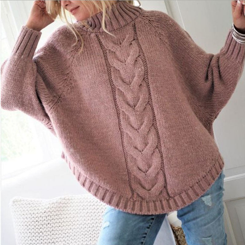 Limasa | Damen Strickpullover mit Zopfmuster und Rollkragen