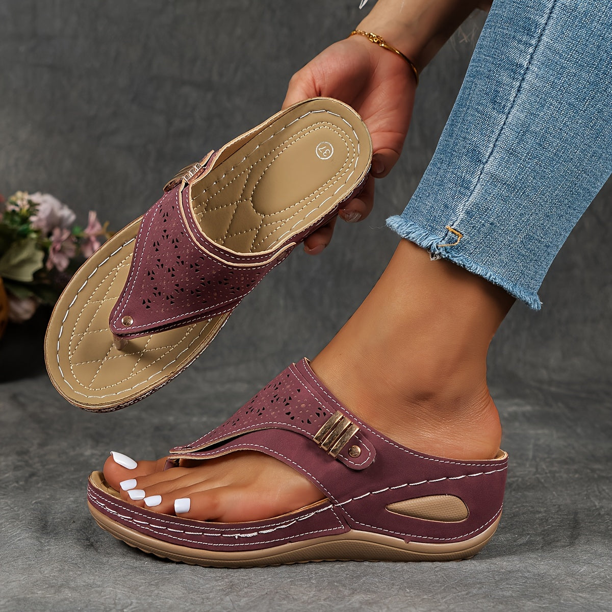 Floriane | Damen Hochwertige Plattform Slip-On Sandalen – Bequeme Sommerschuhe für den Alltag