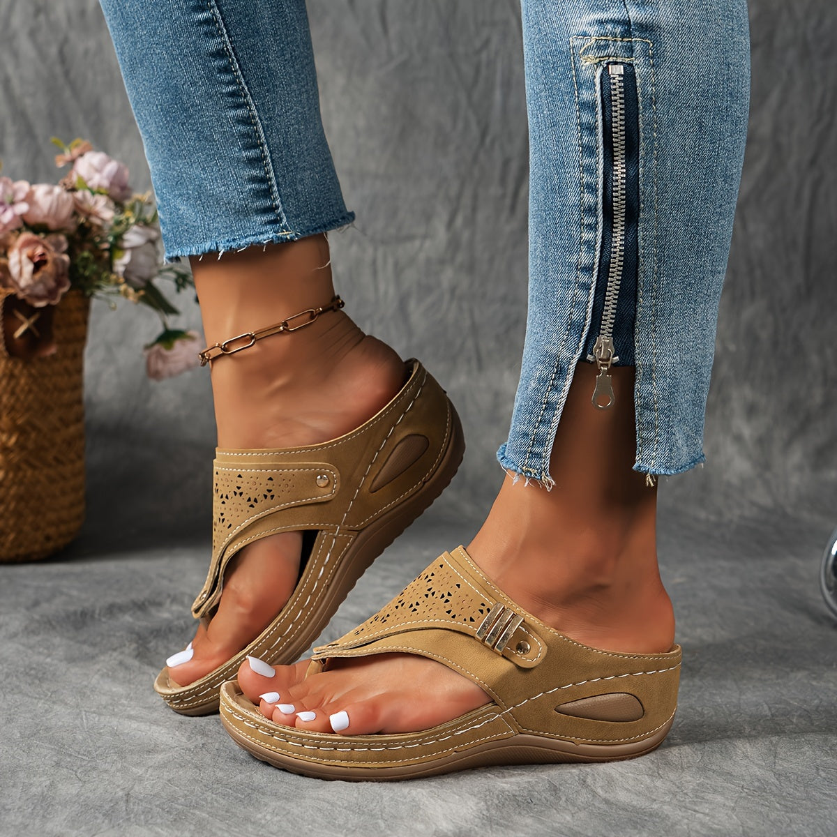 Floriane | Damen Hochwertige Plattform Slip-On Sandalen – Bequeme Sommerschuhe für den Alltag