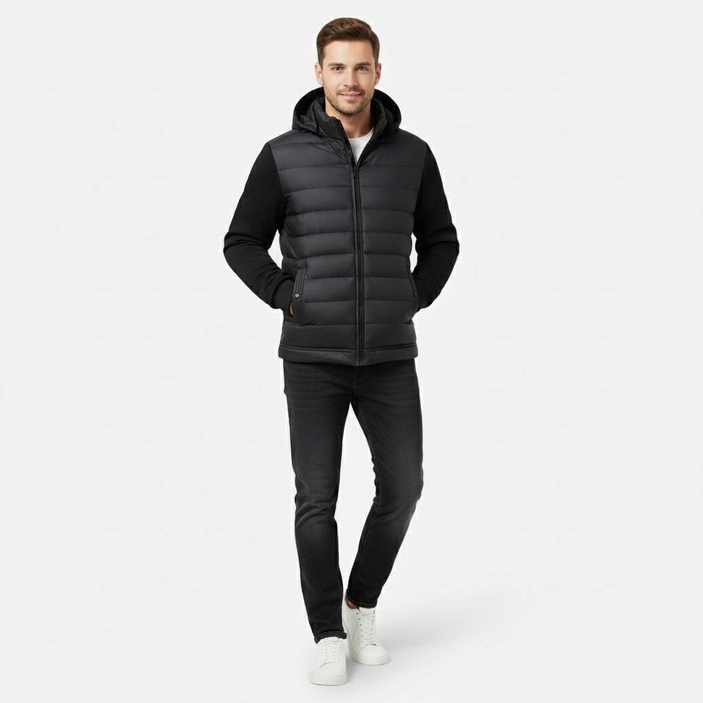 Quilted Hooded Jacket | Herren Steppjacke mit Kapuze, warm & leicht