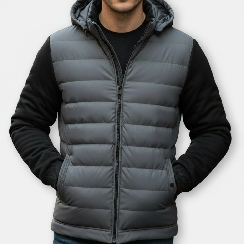 Quilted Hooded Jacket | Herren Steppjacke mit Kapuze, warm & leicht