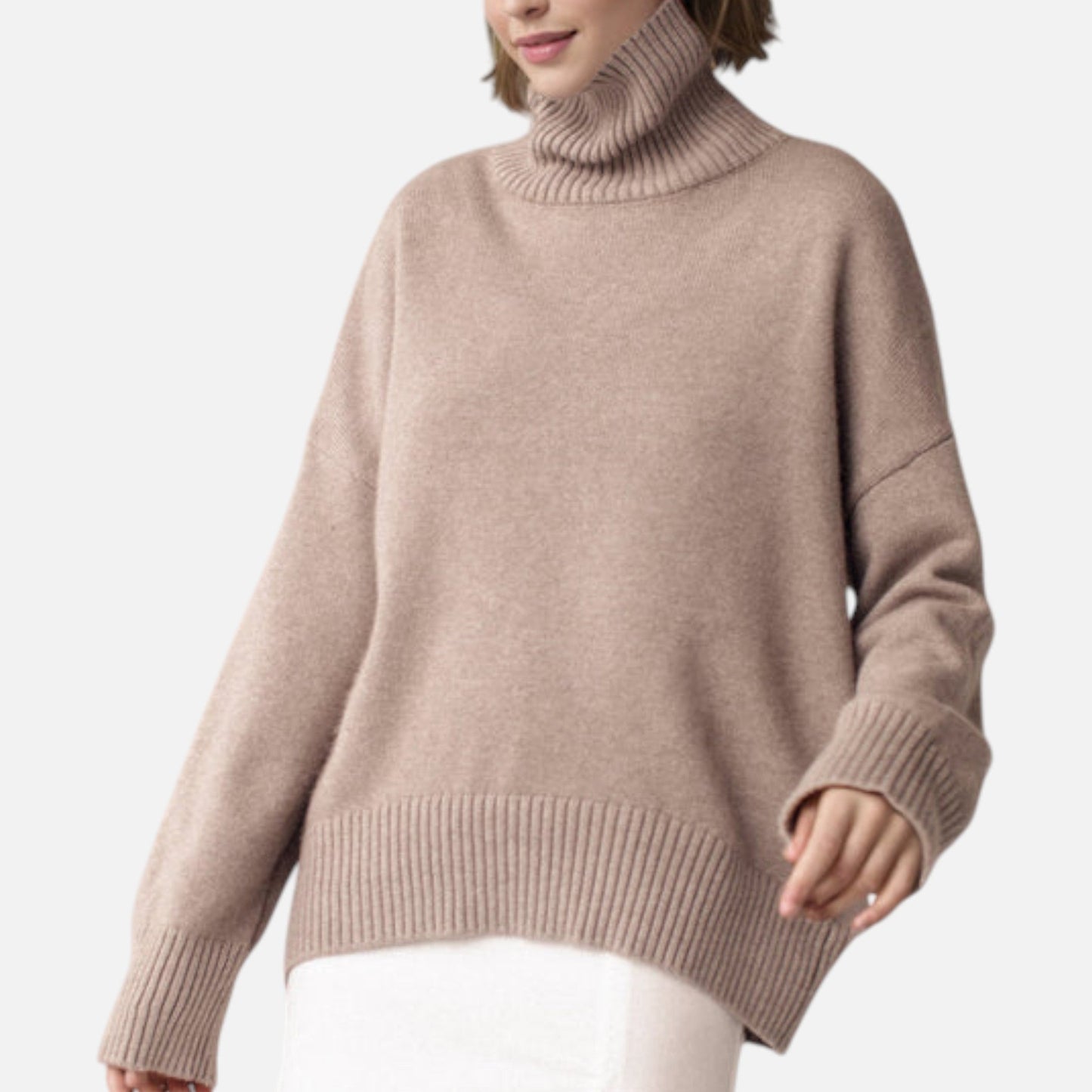 Elfrieda | Damen Oversized Rollkragenpullover – Weicher, Langer Strickpullover im Modernen Loose-Fit Look für Herbst & Winter